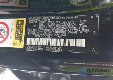 2010 Lexus Rx 350 from USA, damaged, VIN 2T2ZK1BA7AC036171